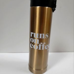 PINK Runs on Coffee Tumbler w/ Lid